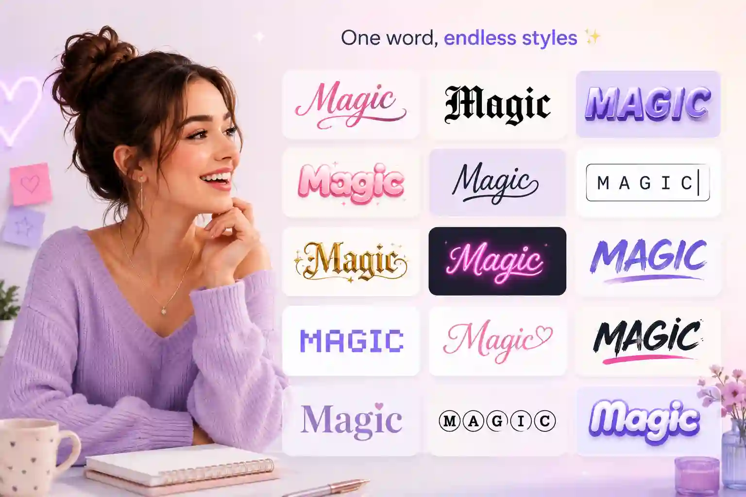 Aesthetic text shown with soft symbols and vaporwave spacing