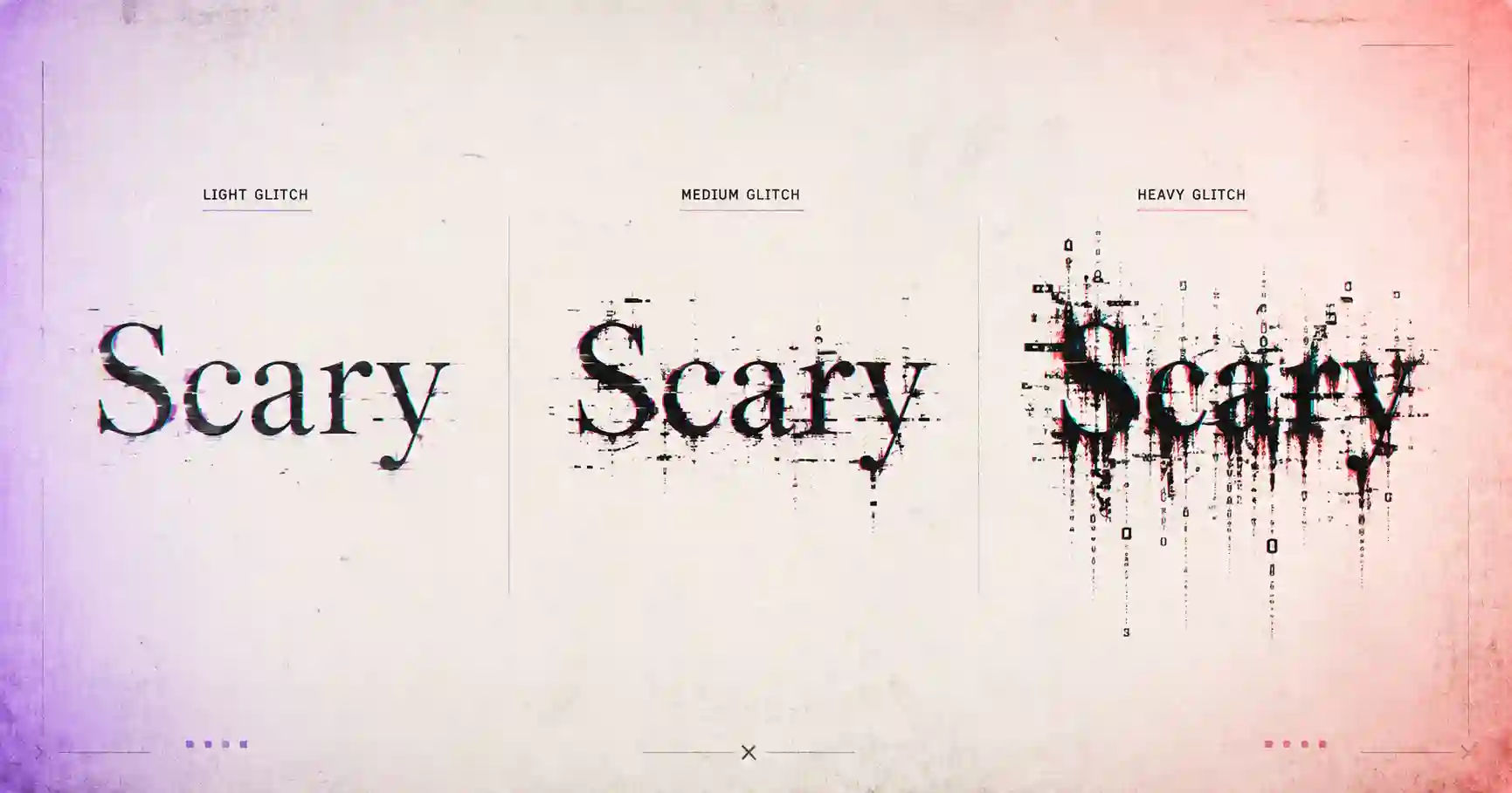 The word corrupted shown in light, medium and heavy Zalgo glitch text